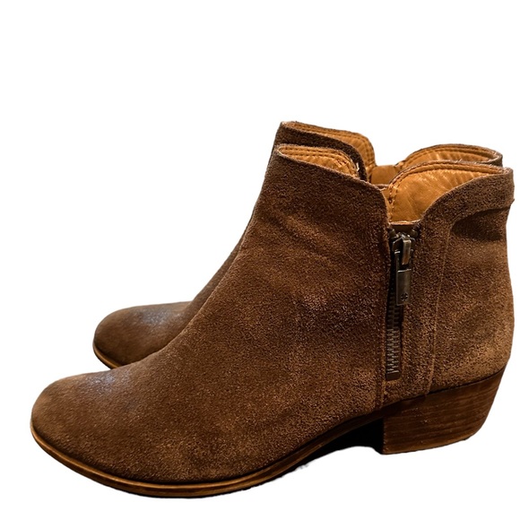 Lucky Brand LK Breah Double Zipper Brown Leather Booties Size 8.5 Style #E0195 - Picture 4 of 7